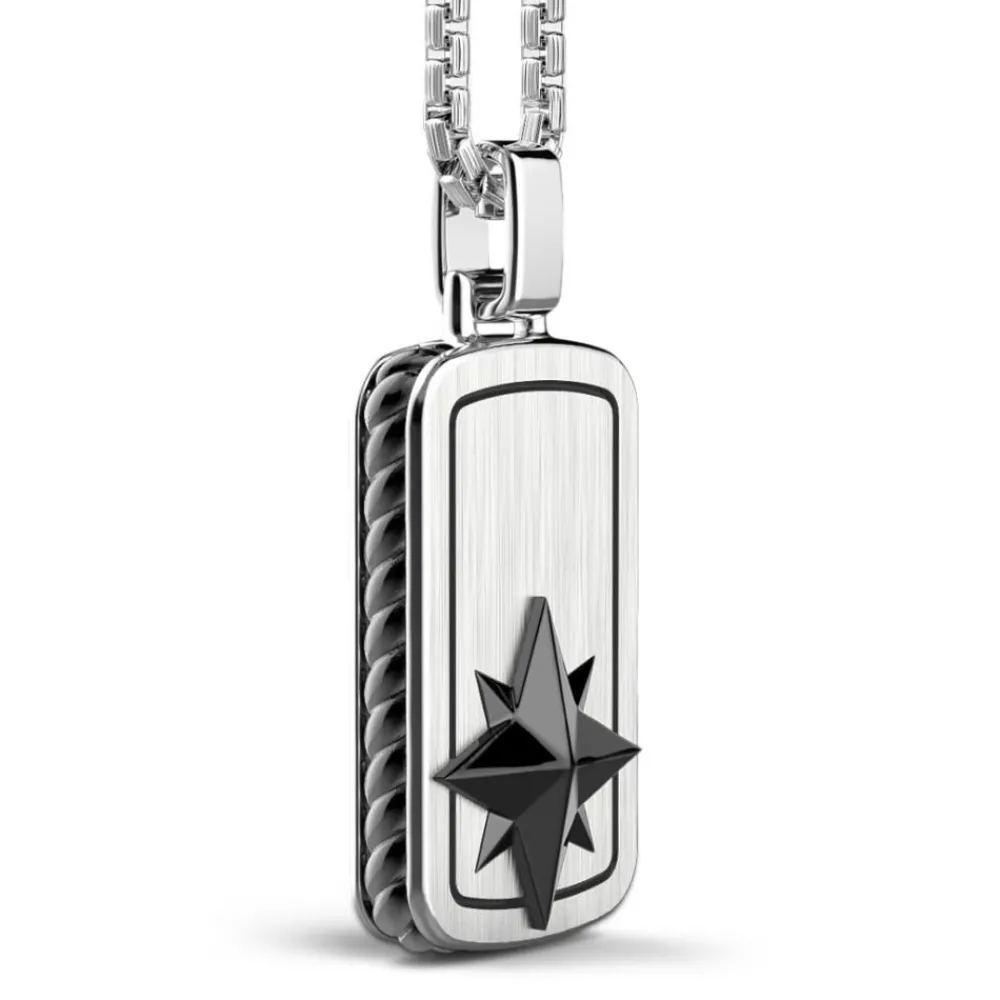 Shop Zancan Silver Tag Necklace With Ceramic Wind Rose. Colliers