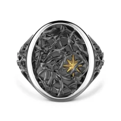Shop Zancan Silver Thorny Signet Ring. Bagues