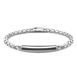 Cheap Zancan Silver Venetian Link Bracelet With Tag And Black Stones. Bracelets