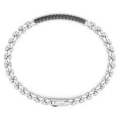 Cheap Zancan Silver Venetian Link Bracelet With Tag And Black Stones. Bracelets