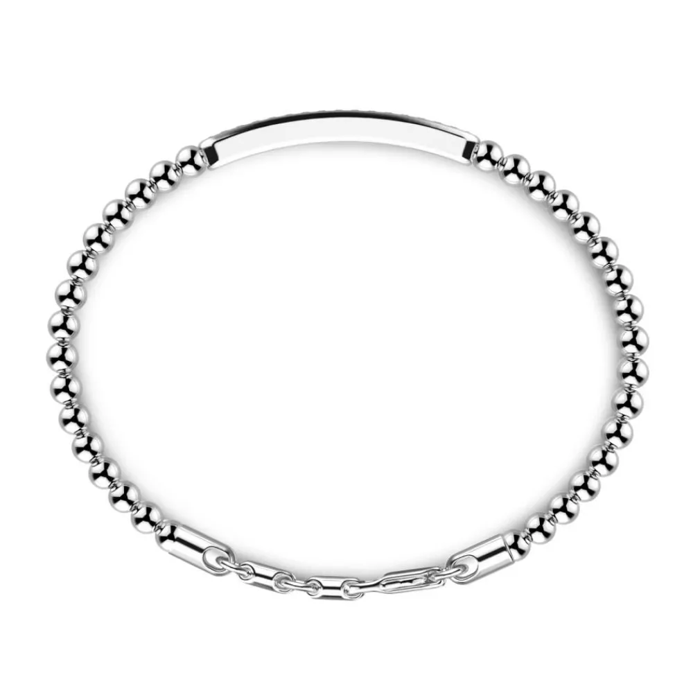 Discount Zancan Soft Bracelet With Silver Beads And Tag With Stones. Bracelets