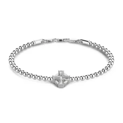 Store Zancan Soft Bracelet With Silver Beads And Greek Cross. Bracelets