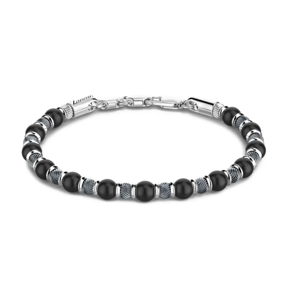 Hot Zancan Soft Bracelet With Silver Beads And Onyx. Bracelets