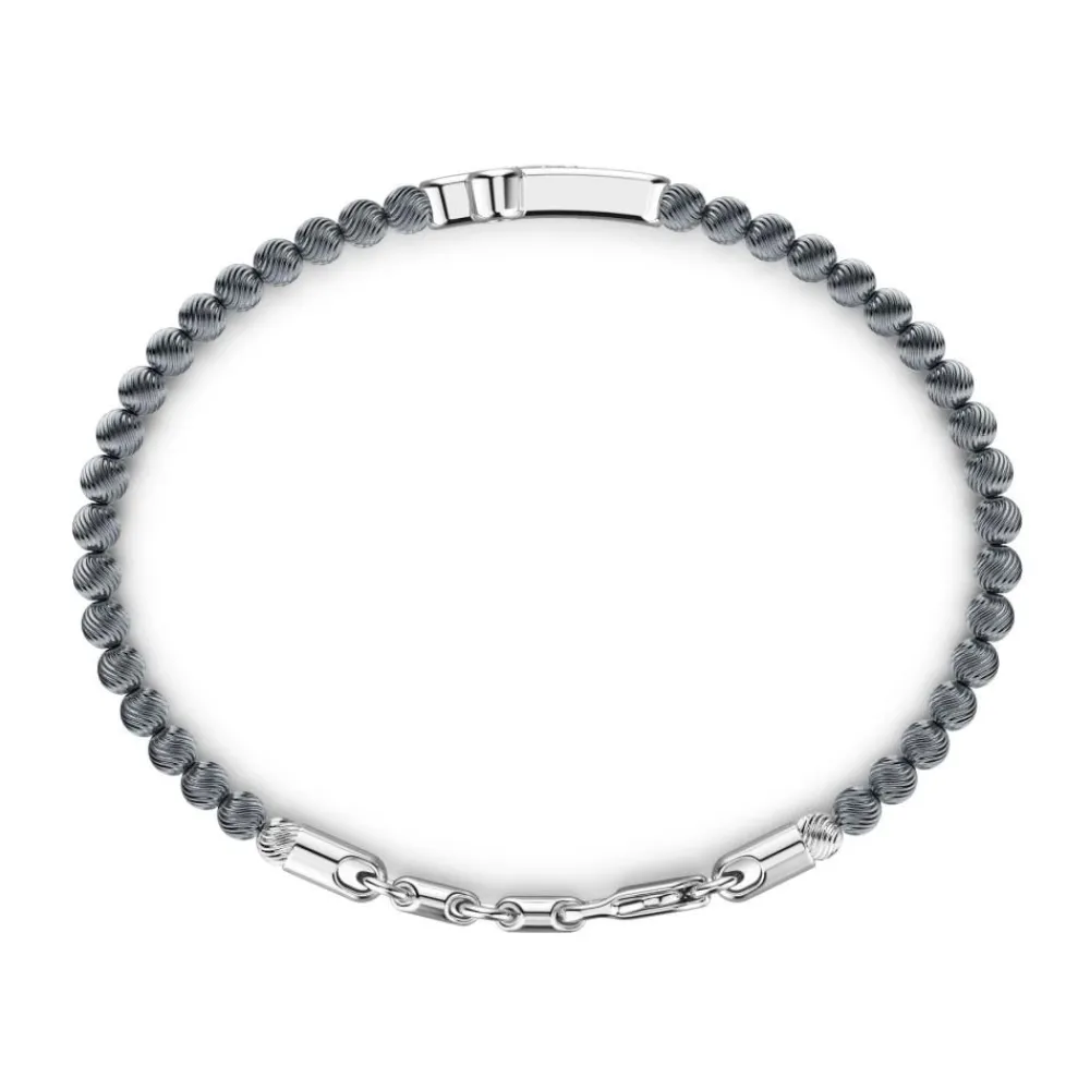 Discount Zancan Soft Bracelet With Silver Beads And Cross With Stones. Bracelets