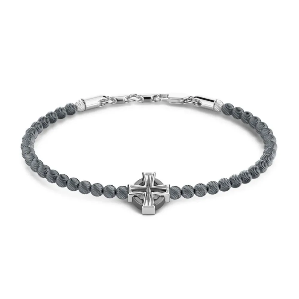 Cheap Zancan Soft Bracelet With Silver Beads And Greek Cross. Bracelets