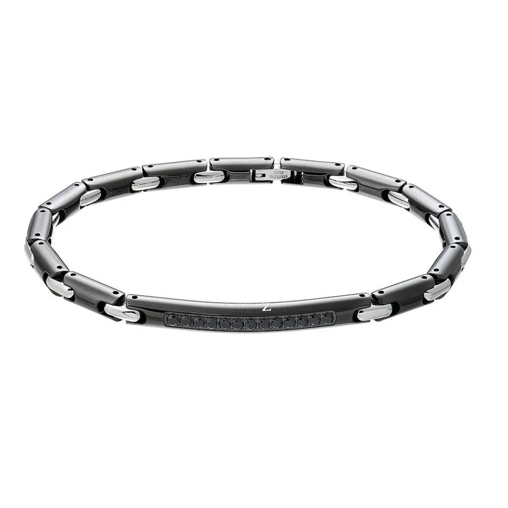 Discount Zancan Steel Bracelet With Black Stones. Bracelets