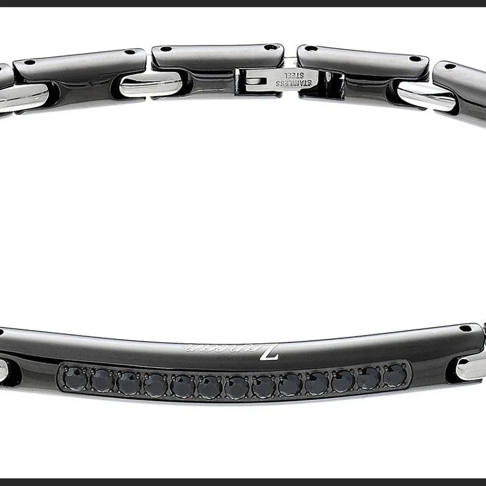 Discount Zancan Steel Bracelet With Black Stones. Bracelets