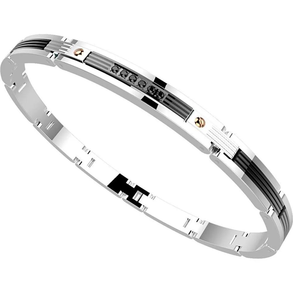 Discount Zancan Steel Bracelet With Black Stones. Bracelets