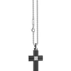 Flash Sale Zancan Steel Necklace With Cross And White Sapphires. Colliers