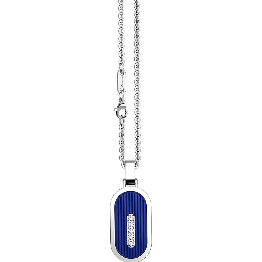 New Zancan Steel Necklace With Tag And White Sapphire. Colliers