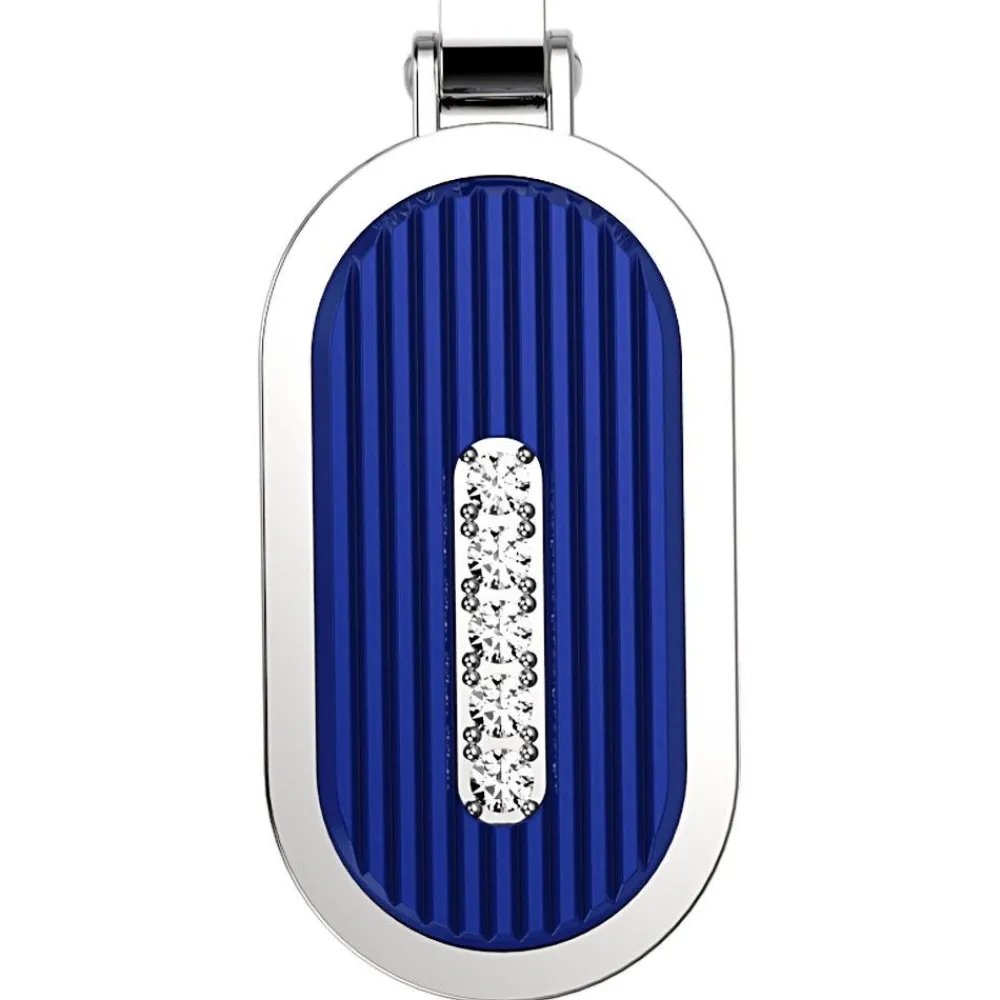 New Zancan Steel Necklace With Tag And White Sapphire. Colliers