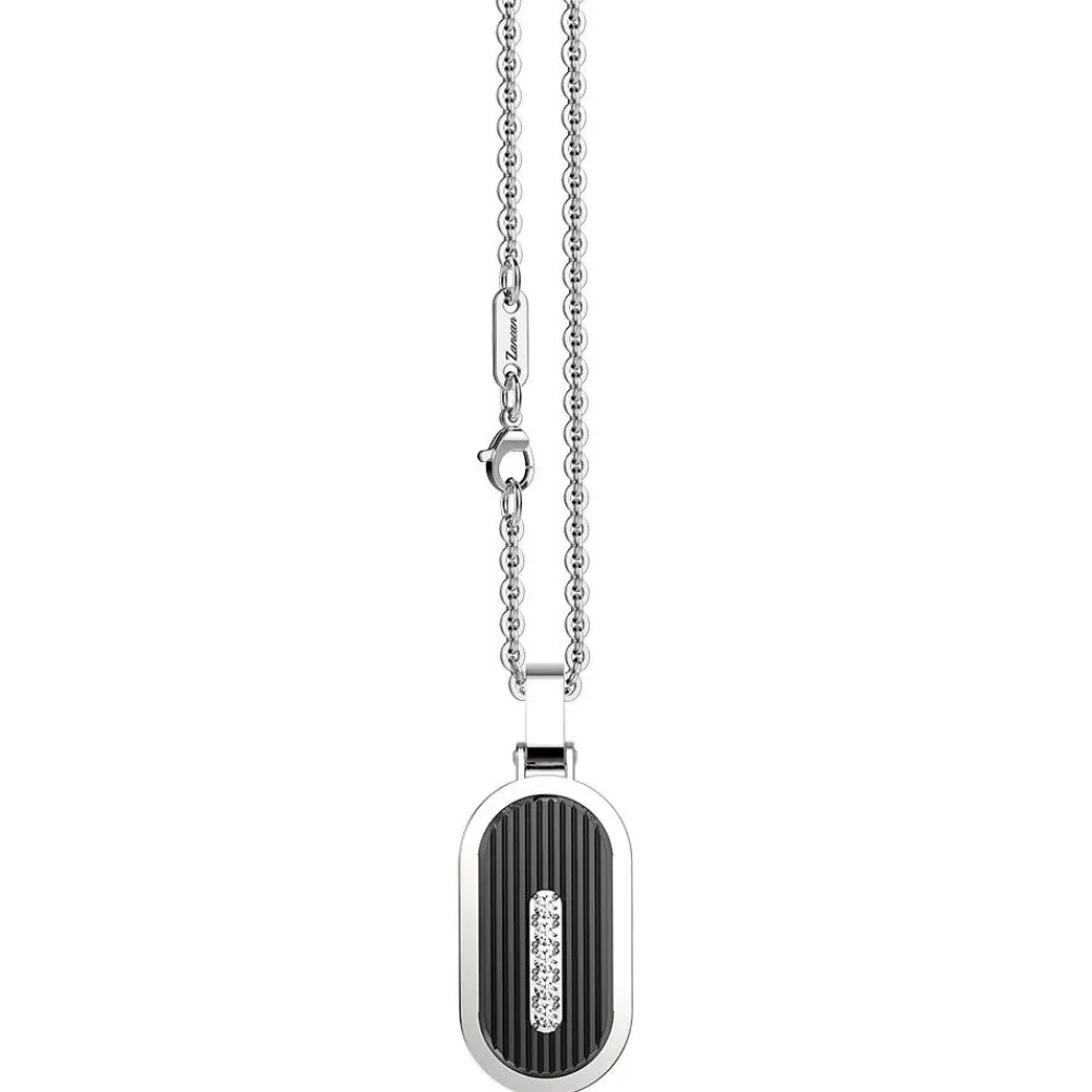 Cheap Zancan Steel Necklace With Tag And White Sapphire. Colliers