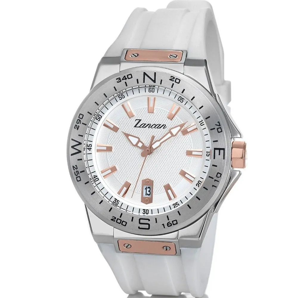 Best Zancan Steel Time-Only Watch With Date Window And Silicone Strap. Kompasstempo