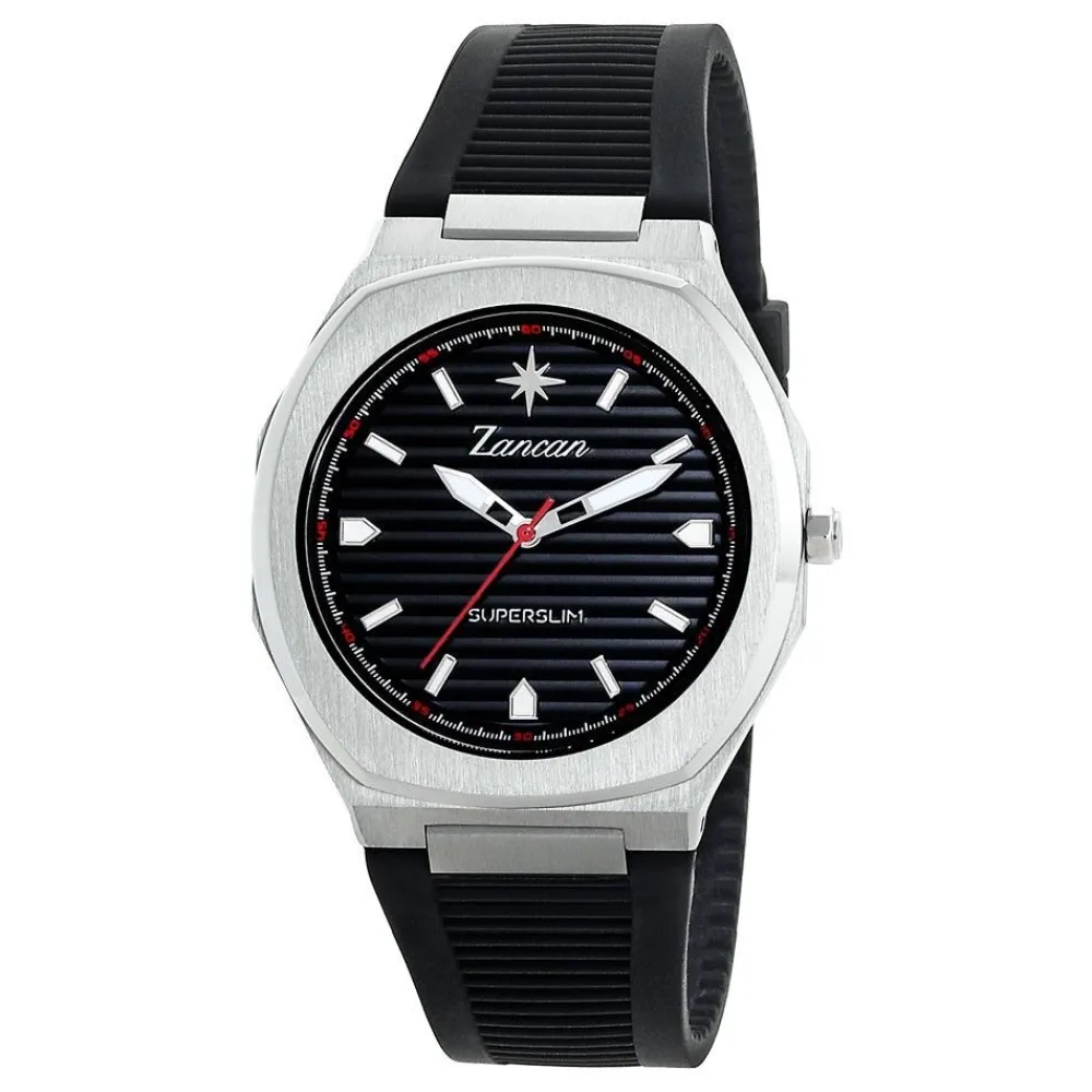 Flash Sale Zancan Steel Ultra-Slim Time-Only Watch With Silicone Strap. Superslim