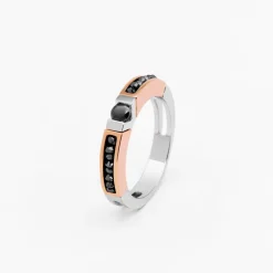 Store Zancan White And Rose Gold Ring With Diamonds. Bagues