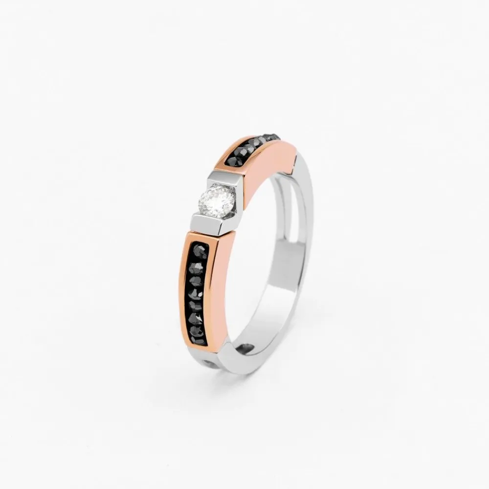 Flash Sale Zancan White And Rose Gold Ring With Diamonds. Bagues