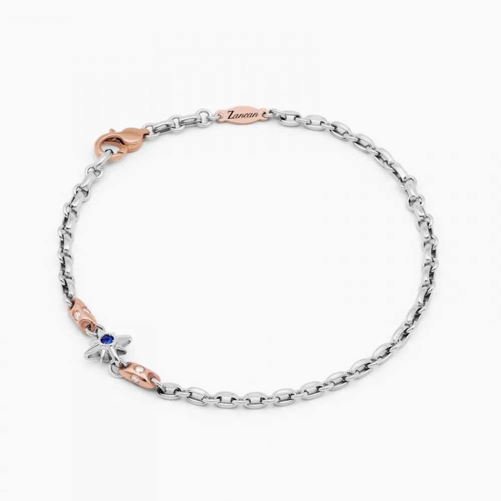 Hot Zancan White Gold Bracelet With Diamonds And Wind Rose. Bracelets
