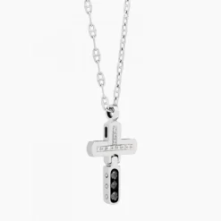 New Zancan White Gold Necklace With Cross And Diamonds. Colliers