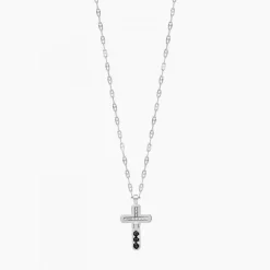 New Zancan White Gold Necklace With Cross And Diamonds. Colliers