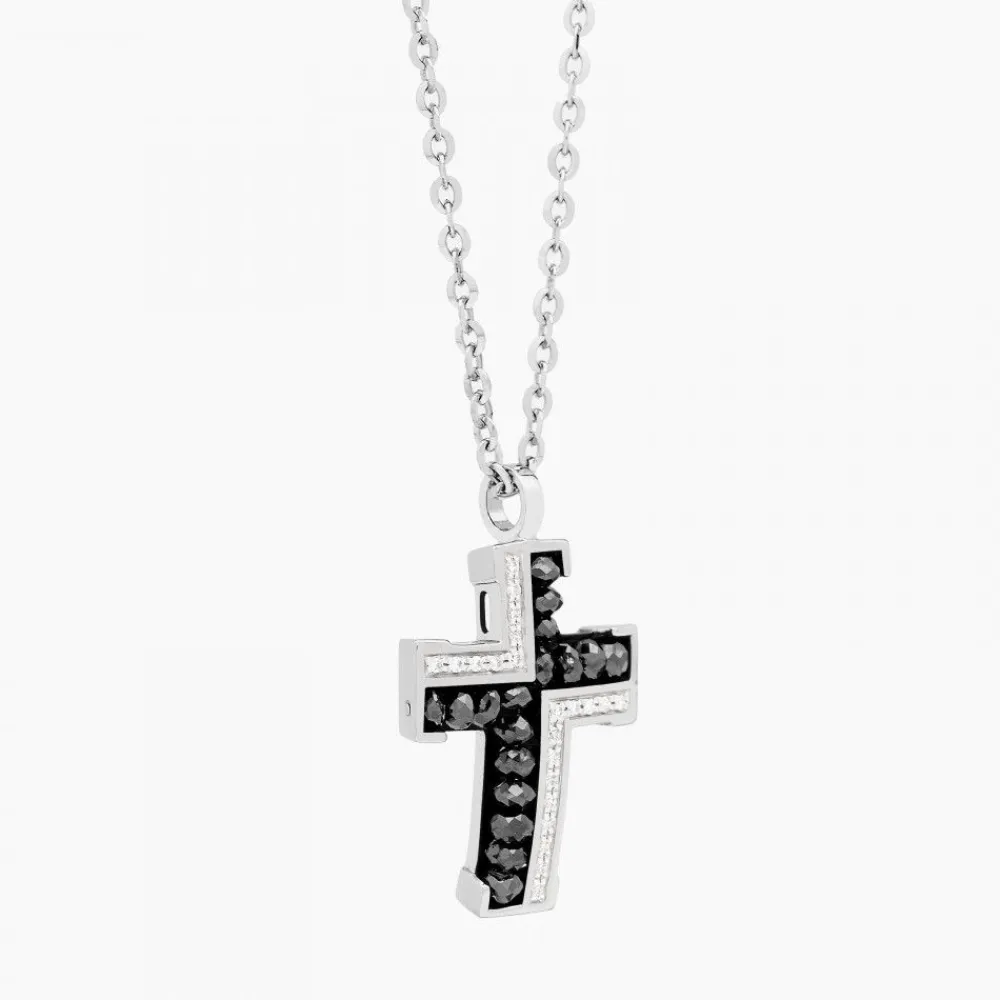 Online Zancan White Gold Necklace With Cross And Diamonds. Colliers