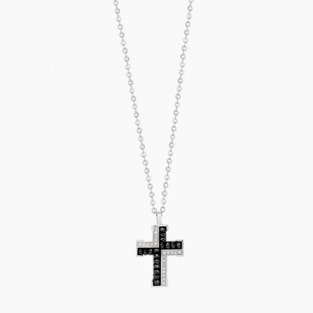 Online Zancan White Gold Necklace With Cross And Diamonds. Colliers