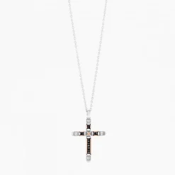 Hot Zancan White Gold Necklace With Cross And Diamonds. Colliers