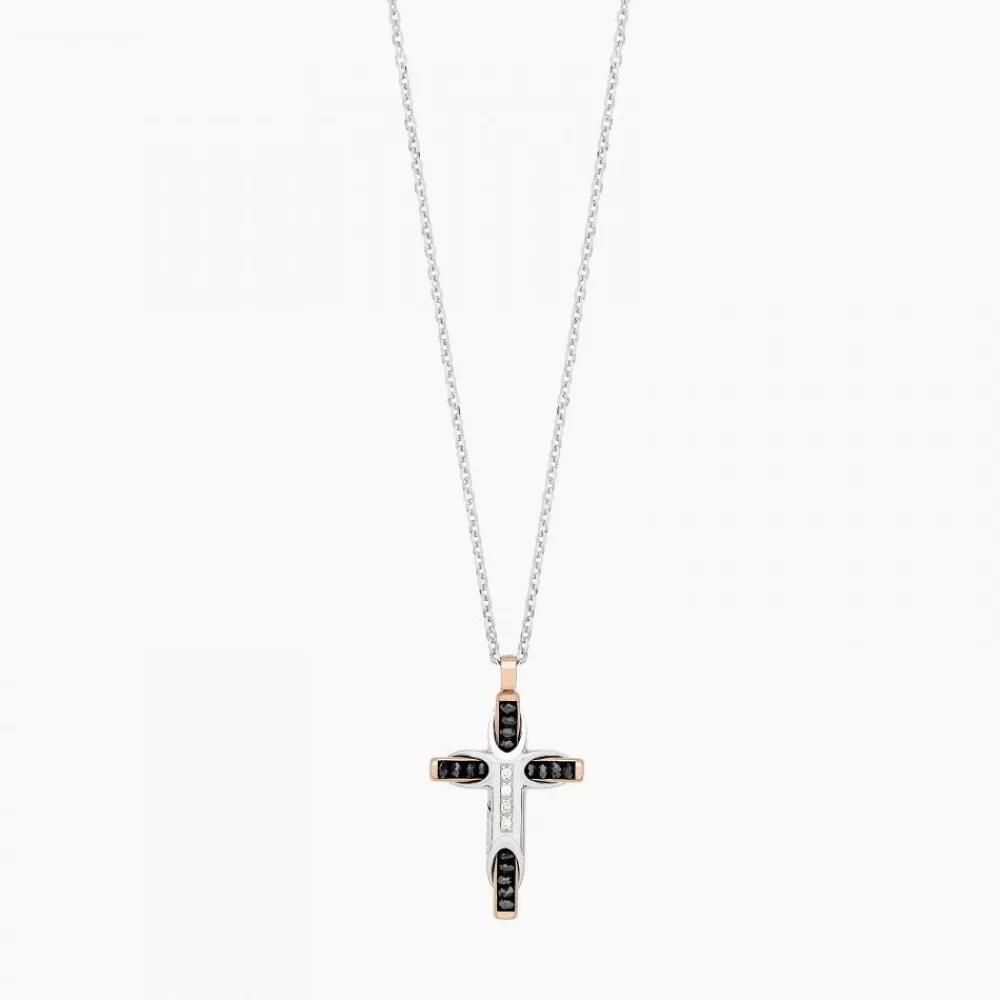 Cheap Zancan White Gold Necklace With Cross And Diamonds. Colliers