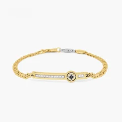 Best Zancan Yellow Gold Bracelet With Diamonds And Wind Rose. Bracelets