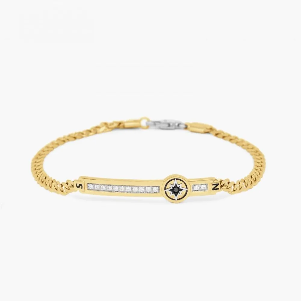 Best Zancan Yellow Gold Bracelet With Diamonds And Wind Rose. Bracelets